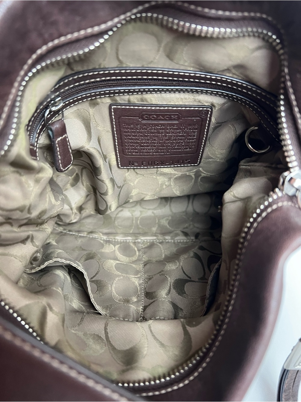 Coach Soho Duffle Brown Leather Slim Crossbody Bag Shoulder Purse Grommets 1415 - Picture 10 of 14